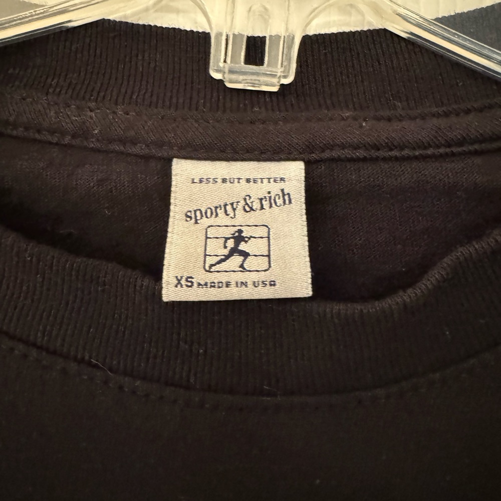 Sporty & Rich Men’s Black Long Sleeve Cotton Tee Shirt Size XS - Picture 6 of 6